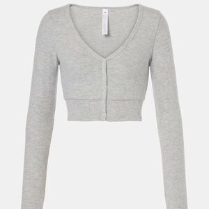 ALO Yoga Heather Gray Long Sleeve Crop Top